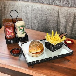 Decorelax Model-1 Metal Hamburger Sunum Tepsisi, Siyah - Thumbnail