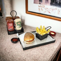 Decorelax Model-1 Metal Hamburger Sunum Tepsisi, Siyah - Thumbnail