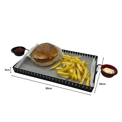 Decorelax Model-1 Metal Hamburger Sunum Tepsisi, Siyah - Decorelax