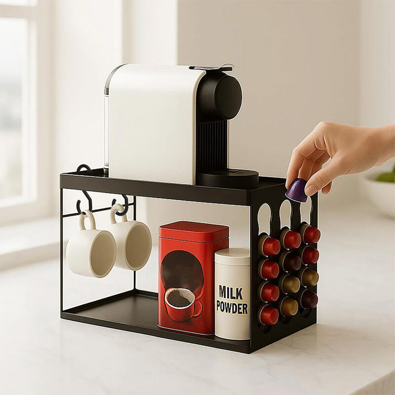 Decorelax Model-3 Kapsül Kahve Organizer Stand, Siyah - Decorelax