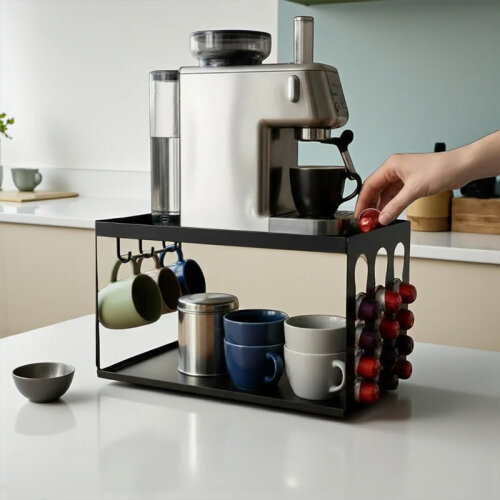 Decorelax Model-3 Kapsül Kahve Organizer Stand, Siyah - 4