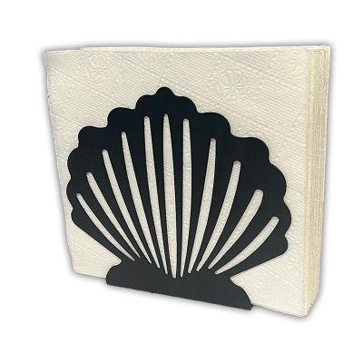 Decorelax Oyster Themed Metal Napkin Holder, Black - Decorelax