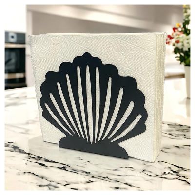 Decorelax Oyster Themed Metal Napkin Holder, Black - Decorelax
