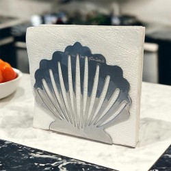 Decorelax Oyster Themed Metal Napkin Holder, Grey - 4