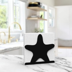Decorelax Sea Star Themed Metal Napkin Holder, Black - 3