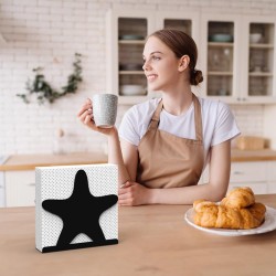 Decorelax Sea Star Themed Metal Napkin Holder, Black - 5