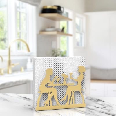 Decorelax Sohbet Temalı Metal Peçetelik, Gold - Decorelax