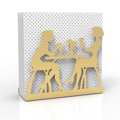 Decorelax Sohbet Temalı Metal Peçetelik, Gold - 1