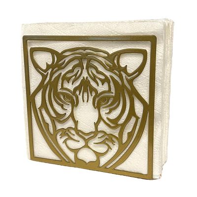Decorelax Tiger Themed Metal Napkin Holder, Gold - Decorelax