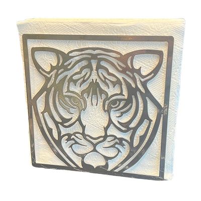 Decorelax Tiger Themed Metal Napkin Holder, Grey - Decorelax