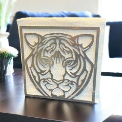 Decorelax Tiger Themed Metal Napkin Holder, Grey - 3