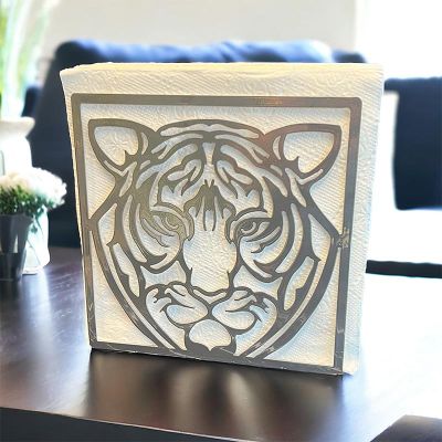 Decorelax Tiger Themed Metal Napkin Holder, Grey - Decorelax