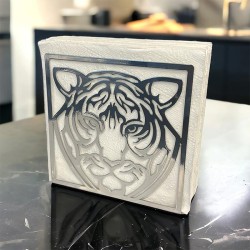 Decorelax Tiger Themed Metal Napkin Holder, Grey - 4