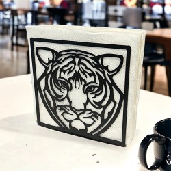 Decorelax Tiger Themed Napkin Holder, Black - 3