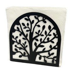 Decorelax Tree of Life Themed Metal Napkin Holder, Black - Decorelax