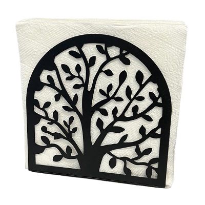 Decorelax Tree of Life Themed Metal Napkin Holder, Black - Decorelax