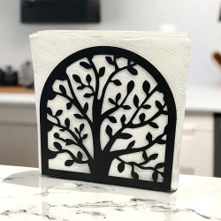 Decorelax Tree of Life Themed Metal Napkin Holder, Black - 3