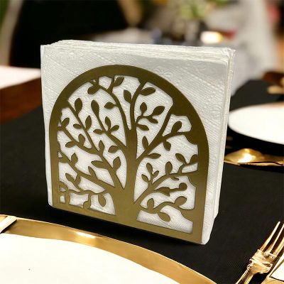 Decorelax Tree of Life Themed Metal Napkin Holder, Gold - Decorelax