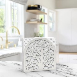 Decorelax Tree of Life Themed Metal Napkin Holder, Grey - 3