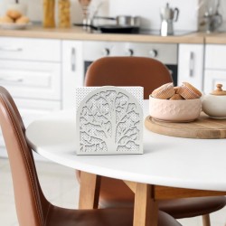 Decorelax Tree of Life Themed Metal Napkin Holder, Grey - 4
