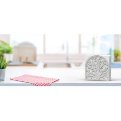 Decorelax Tree of Life Themed Metal Napkin Holder, Grey - 9