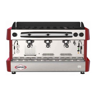 Empero Tam Otomatik Espresso Kahve Makinesi, 3 Gruplu, Kırmızı - 1