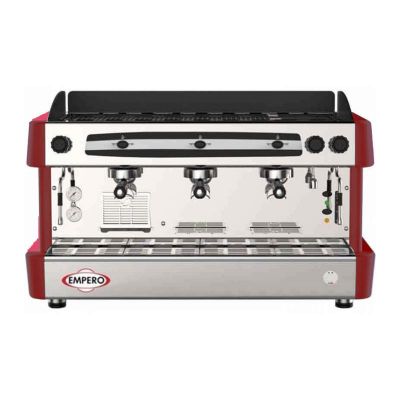 Empero Yarı Otomatik Espresso Kahve Makinesi, 3 Gruplu, Kırmızı - 1
