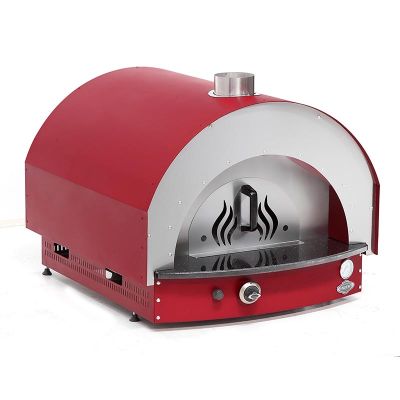 Empero PLF.PLS.D5.W.R Ev Tipi Taş Tabanlı 25 cm x 4 Pizza Kapasiteli Pizza ve Pide Fırını, Odunlu, Kırmızı - Empero