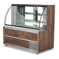 Empero Mercury Curved Glass Display Showcase, Wood Decorated, 200x75x135 cm - Empero