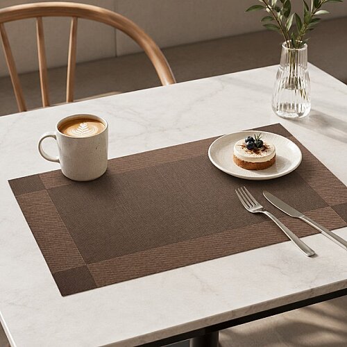 Epinox AS-10A PVC Amerikan Servis, 30x45 cm, Kahverengi - Çerçeveli Desen - 4