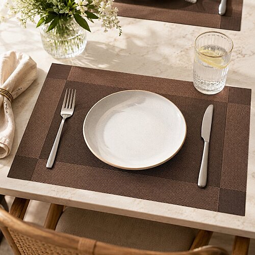 Epinox AS-10A PVC Amerikan Servis, 30x45 cm, Kahverengi - Çerçeveli Desen - 5