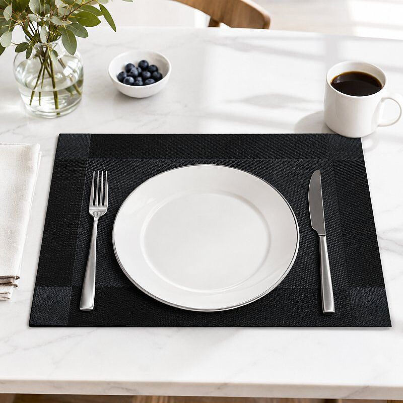 Epinox AS-10B PVC Amerikan Servis, 30x45 cm, Siyah/Gri - Çerçeveli Desen - Epinox