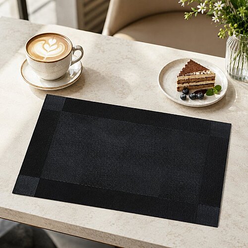 Epinox AS-10B PVC Amerikan Servis, 30x45 cm, Siyah/Gri - Çerçeveli Desen - 4