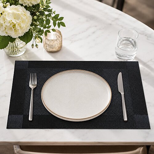 Epinox AS-10B PVC Amerikan Servis, 30x45 cm, Siyah/Gri - Çerçeveli Desen - 5