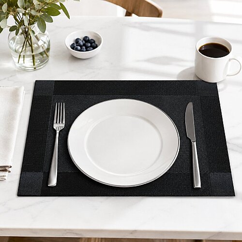 Epinox AS-10B PVC Amerikan Servis, 30x45 cm, Siyah/Gri - Çerçeveli Desen - Epinox (1)