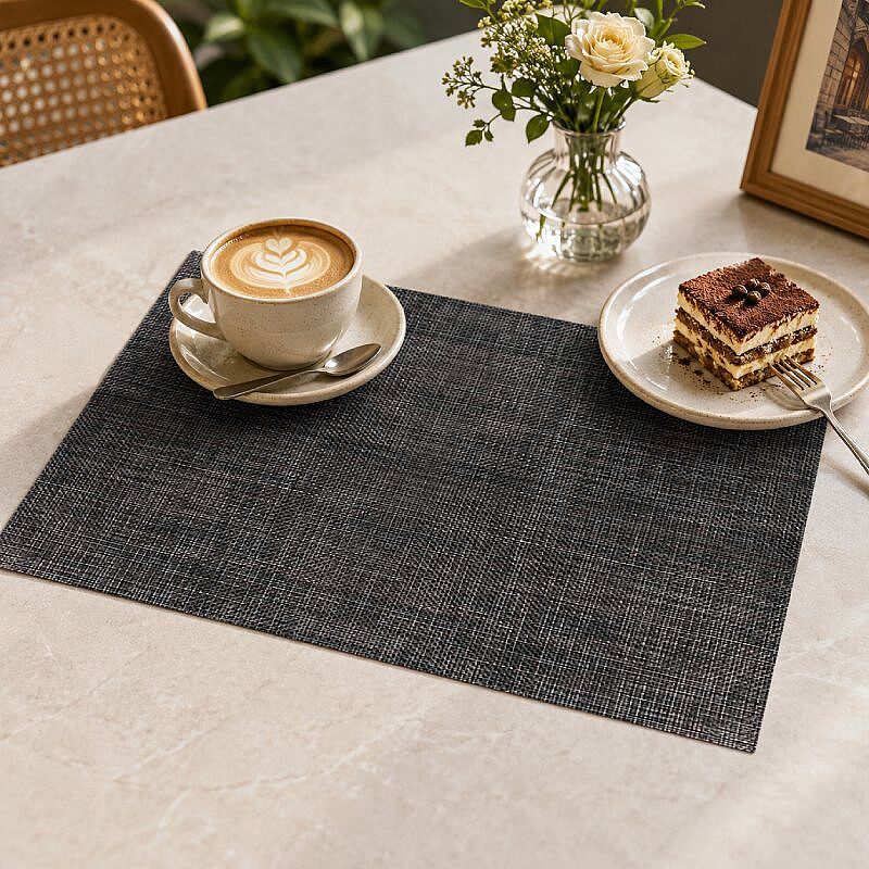 Epinox AS-10C PVC Amerikan Servis, 30x45 cm, Antrasit - Kareli Dokulu - Epinox