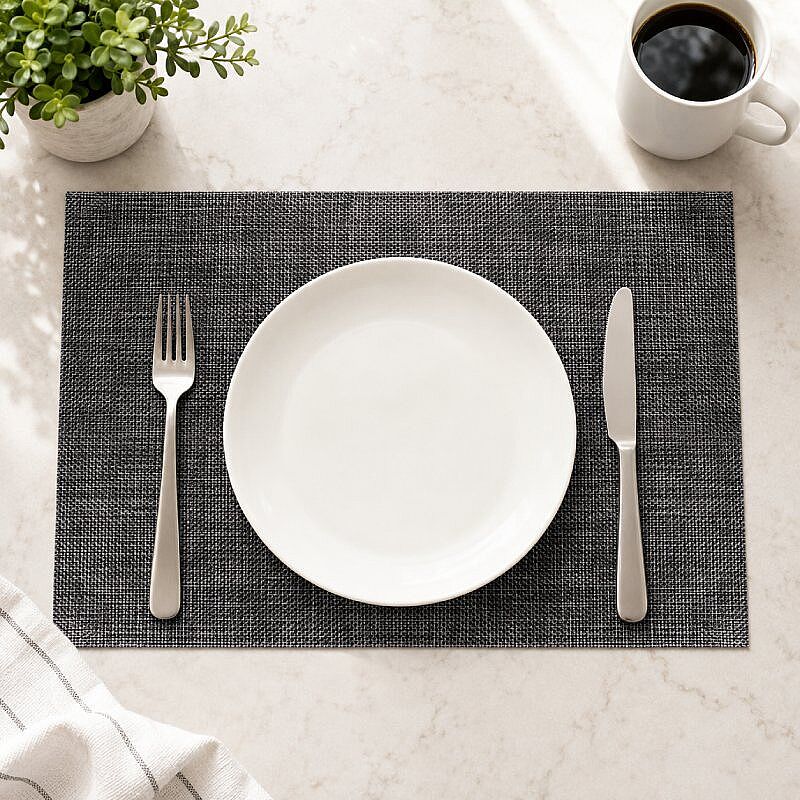 Epinox AS-10C PVC Amerikan Servis, 30x45 cm, Antrasit - Kareli Dokulu - Epinox