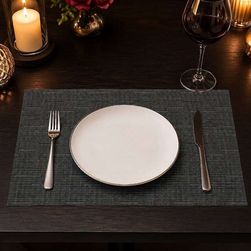 Epinox AS-10D PVC Amerikan Servis, 30x45 cm, Gri - İnce Çizgili Dokulu - Epinox
