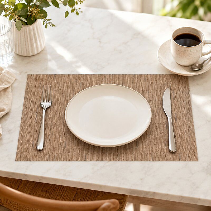 Epinox AS-10E PVC Amerikan Servis, 30x45 cm, Bej - Bambu Dokulu - Epinox