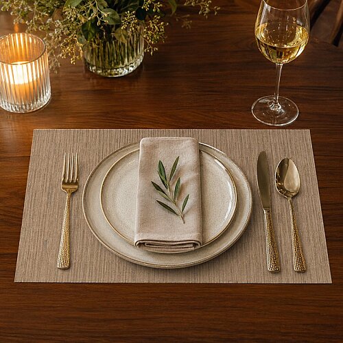 Epinox AS-10E PVC Amerikan Servis, 30x45 cm, Bej - Bambu Dokulu - 3