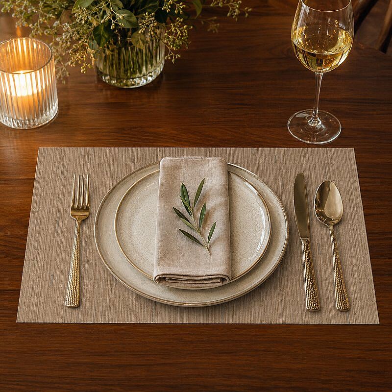 Epinox AS-10E PVC Amerikan Servis, 30x45 cm, Bej - Bambu Dokulu - Epinox