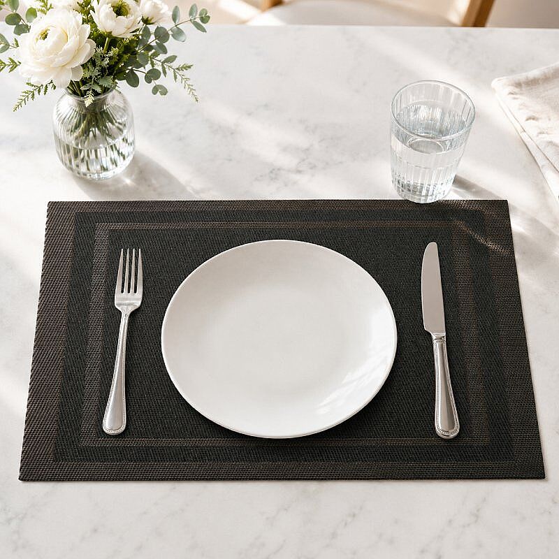 Epinox AS-10G PVC Amerikan Servis, 30x45 cm, Siyah - Çerçeveli Desen - Epinox