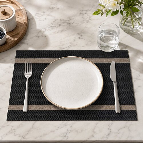 Epinox AS-10H PVC Amerikan Servis, 30x45 cm, Siyah - Altın Şeritli - 2