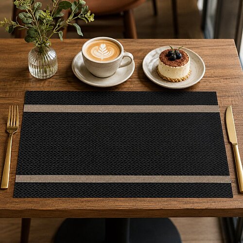 Epinox AS-10H PVC Amerikan Servis, 30x45 cm, Siyah - Altın Şeritli - 4