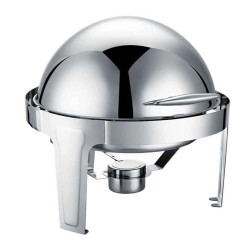Epinox CDC-6 Roll Top Kapaklı Yuvarlak Chafing Dish, 6 L, Jel Yakıt + Elektrikli - 1