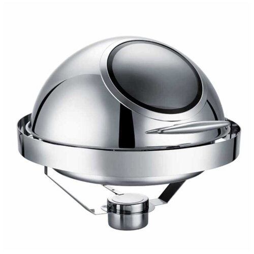 Epinox CDG-6C Roll Top Round Chafing Dish with Recessed Glass, 6 L, Gel Fuel + Electric - Epinox