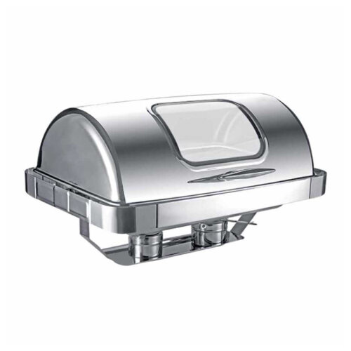 Epinox CDG-9C Roll Top Chafing Dish with Recessed Glass, 9 L, Gel Fuel + Electric - Epinox