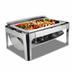 Epinox CDR-9 Roll Top Chafing Dish with Lid, 9 L, Gel Fuel + Electric - 3