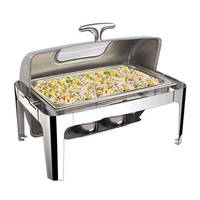 Epinox CDR-9C Roll Top Glass Chafing Dish with Lid, 9 L, Gel Fuel + Electric - Epinox