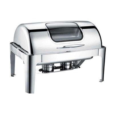 Epinox CDR-9C Roll Top Kapaklı Camlı Chafing Dish, 9 L, Jel Yakıt + Elektrikli - 1